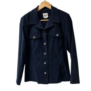 R&M Richards Petite Velveteen Jacket Navy Blue Size 8 Approx‎